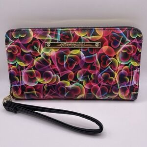 Betsey Johnson Rainbow Hearts Wristlet Wallet Travel